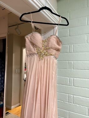 Blush Pink Beaded Evening Gown